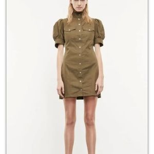 The Kooples Shirt-style buttoned khaki dress in cotton MILITARY Size 0 NWT